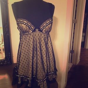Black and nude lace babydoll